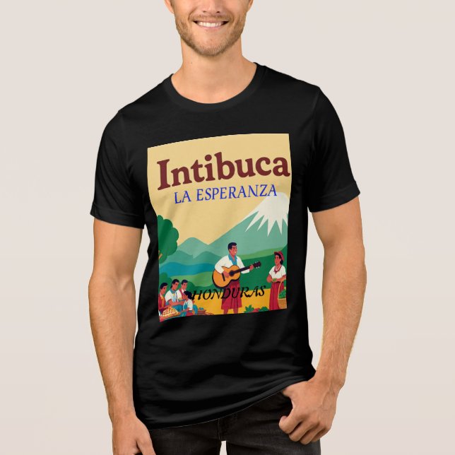  Honduras INTIBUCA Retro poster T Shirt (Framsida)
