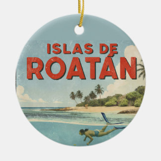 Honduras islas de roatan Retro poster Julgransprydnad Keramik