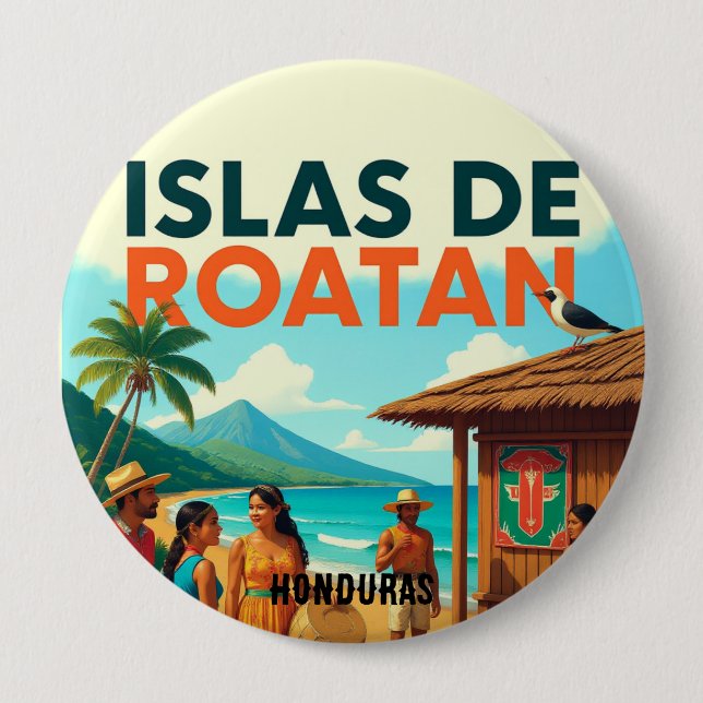  Honduras ISLAS DE ROATAN Retro poster Knapp (Framsida)