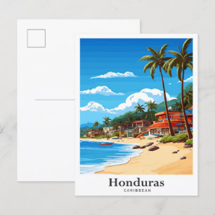 Honduras Karibisk Konst Vintage Resa Illustration Vykort