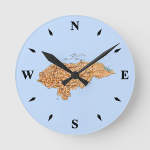 Honduras Karta Clock Rund Klocka