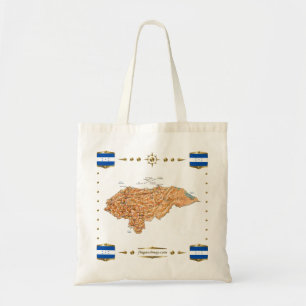 Honduras Karta + Flaggor Bag Tygkasse