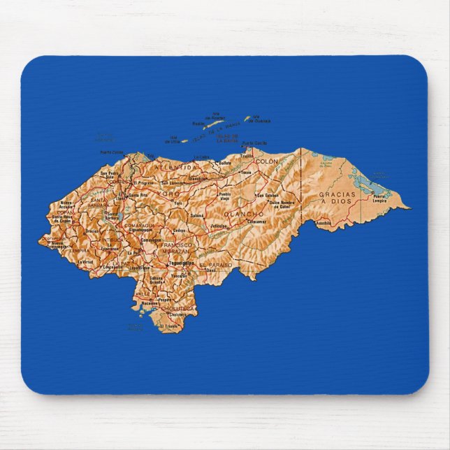 Honduras karta Mousepad Musmatta (Framsidan)