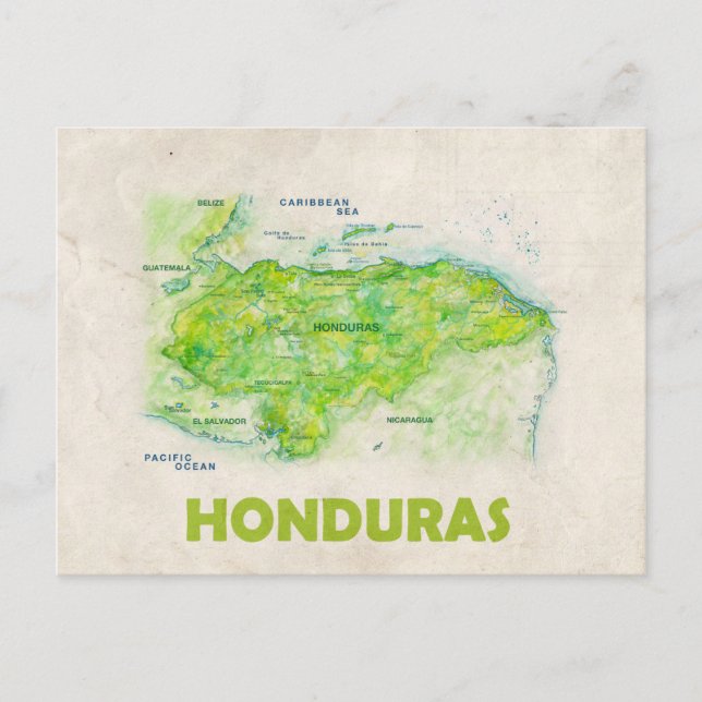Honduras karta vykort (Framsida)