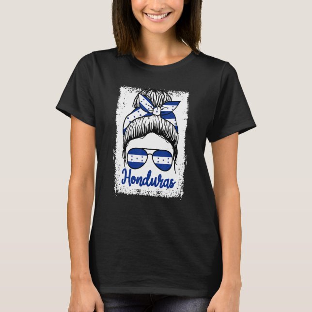 Honduras Messy Bun Girl Kärlek Honduran Flagga Wom T Shirt (Framsida)
