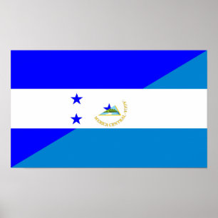 honduras nicaragua, halv flagga land poster