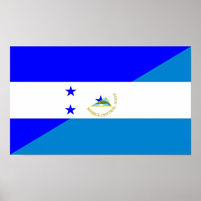honduras nicaragua, halv flagga land poster (Framsidan)