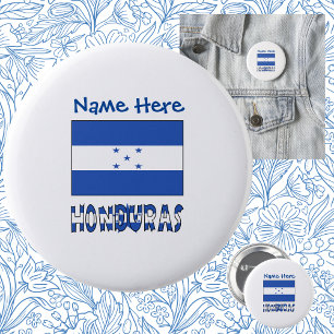 Honduras och Honduras Flagga Blue Personalization Knapp
