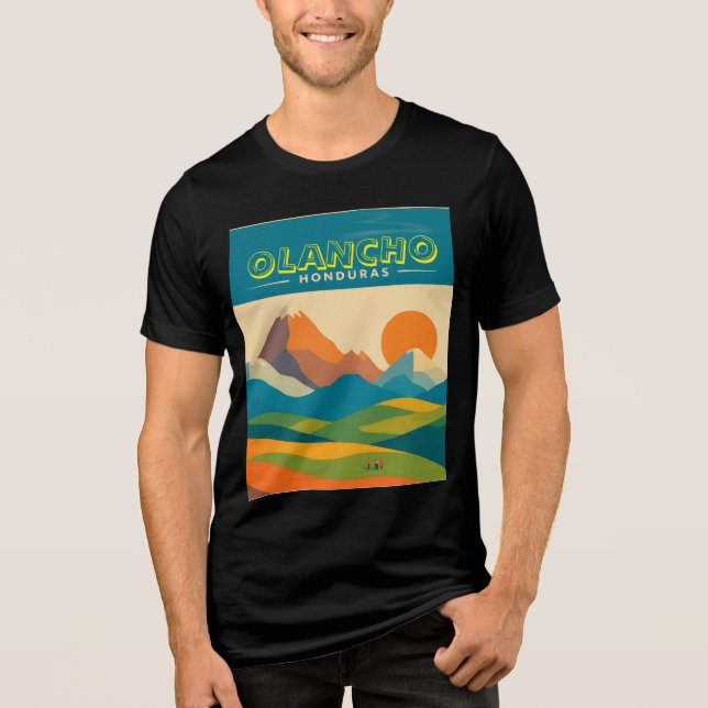  Honduras OLANCHO Retro poster T Shirt (Framsida)