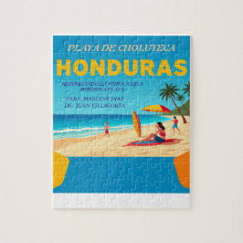  Honduras PLAYA DE CHOLUTECA Retro poster Pussel