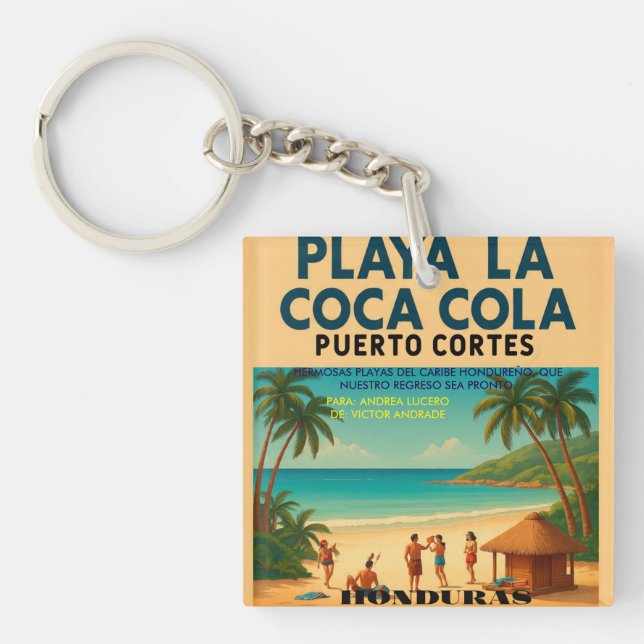 Honduras PLAYA LA COCA COLA, Retro poster (Framsidan)