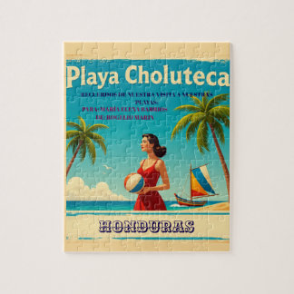  Honduras PLAYAS CHOLUTECA Retro poster Pussel