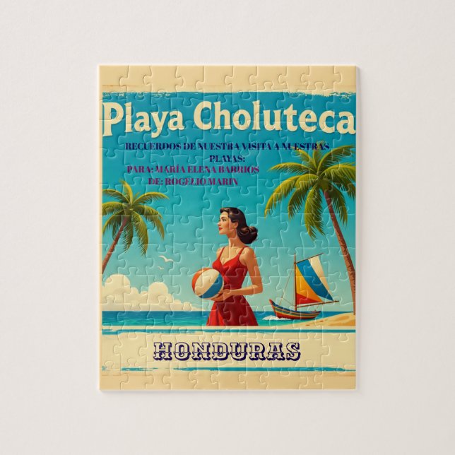  Honduras PLAYAS CHOLUTECA Retro poster Pussel (Vertikal)