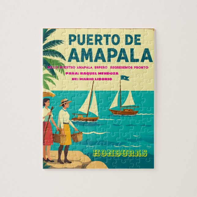  Honduras Puerto AMAPALA Retro poster Pussel (Vertikal)