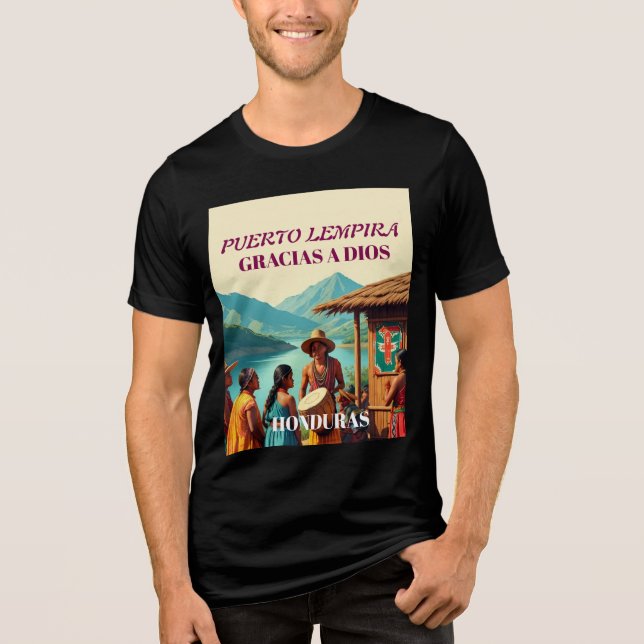  Honduras Puerto LEMPIRA Retro poster T Shirt (Framsida)