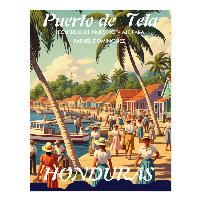  Honduras Puerto Tela Retro poster (Framsidan)