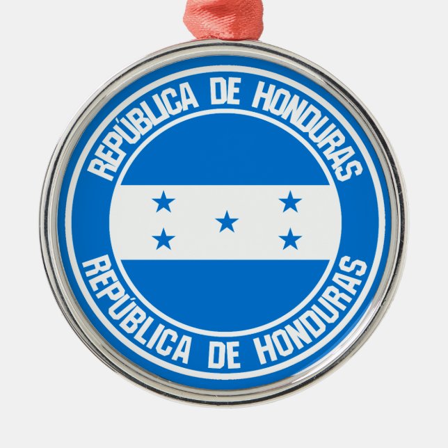 Honduras Round Emblem Julgransprydnad Metall (Framsidan)