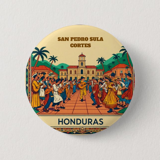  Honduras  SAN PEDRO SULA  Retro poster Knapp (Framsida)