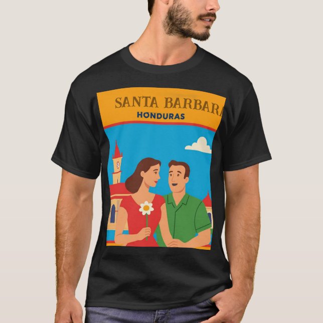  Honduras Santa Barbara Retro poster T Shirt (Framsida)