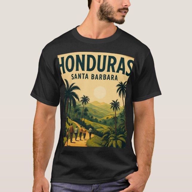  Honduras Santa Barbara Retro poster T Shirt (Framsida)