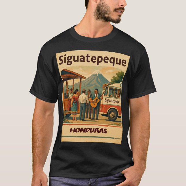 Honduras SIGUATEPEQUE Retro poster T Shirt (Framsida)