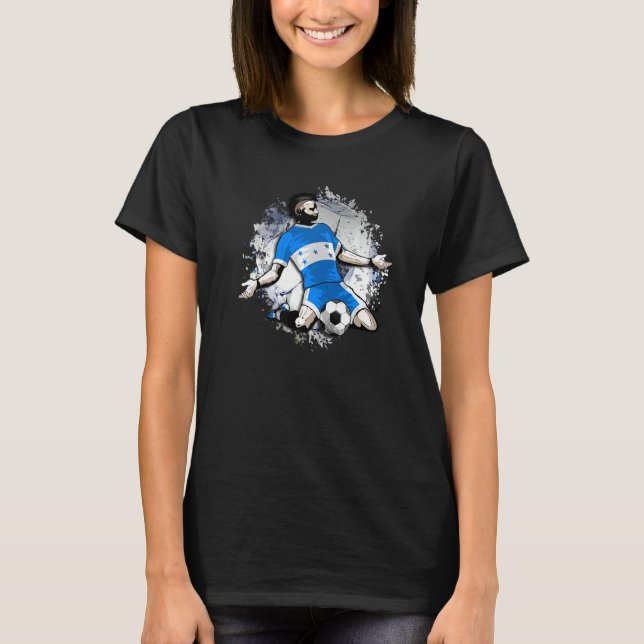 Honduras Soccer Honduras National Flagga Football  T Shirt (Framsida)