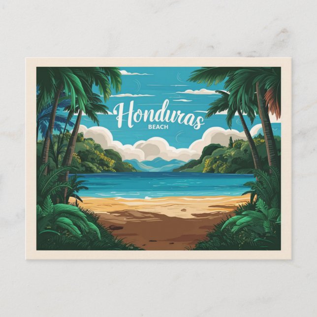 Honduras strand Retro Travel Vykort (Framsida)