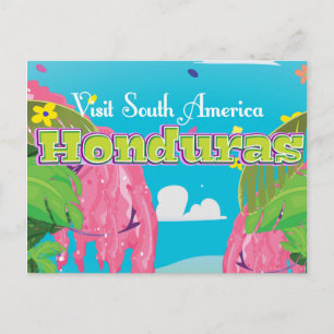 honduras Tecknad Travel print. Vykort