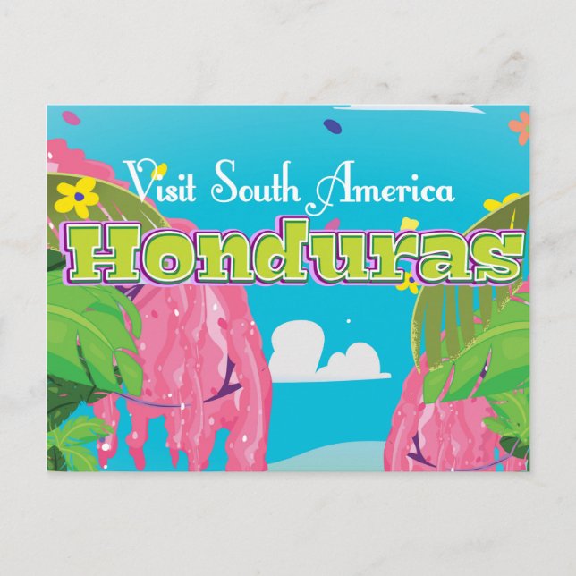 honduras Tecknad Travel print. Vykort (Framsida)