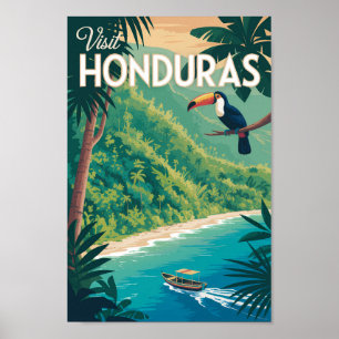Honduras Tukan Illustration Resa Konst Vintage Poster
