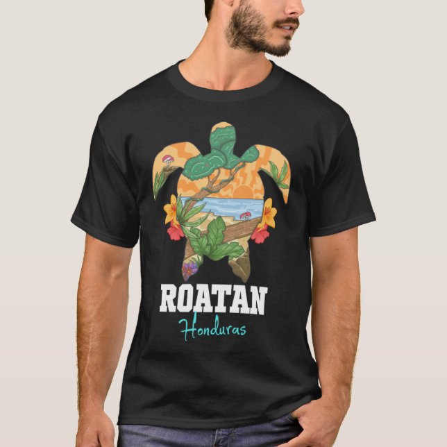 Honduras Turtle Souvenir på Roatan Bay-öarna T Shirt (Framsida)