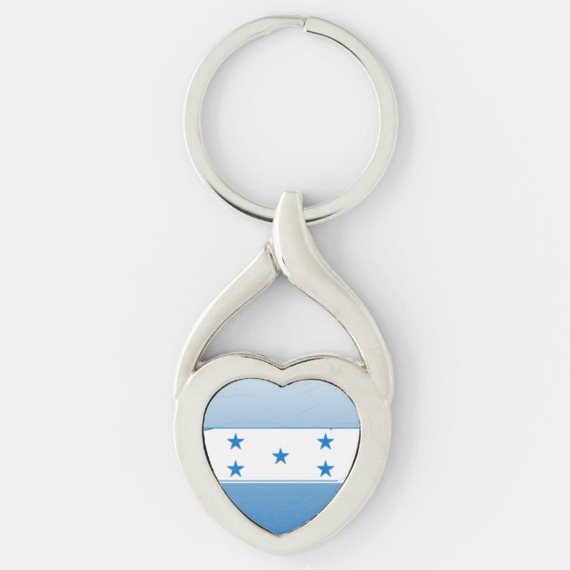 Honduras Twisted Heart Silverfärgad Nyckelring (Framsidan)