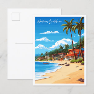 Honduras Västindien vintage resor illustration Vykort