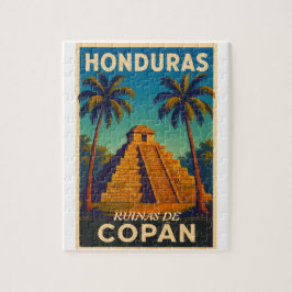  HondurasRuinas de Copán Retro poster Pussel