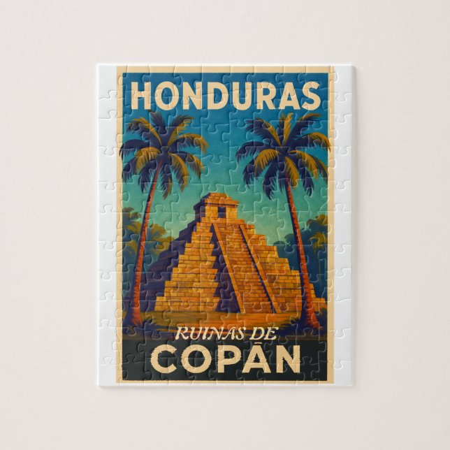  HondurasRuinas de Copán Retro poster Pussel (Vertikal)