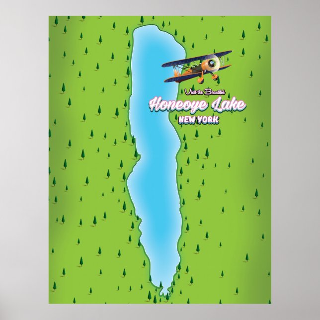 Honeoye Sjö New York karta Poster (Framsidan)