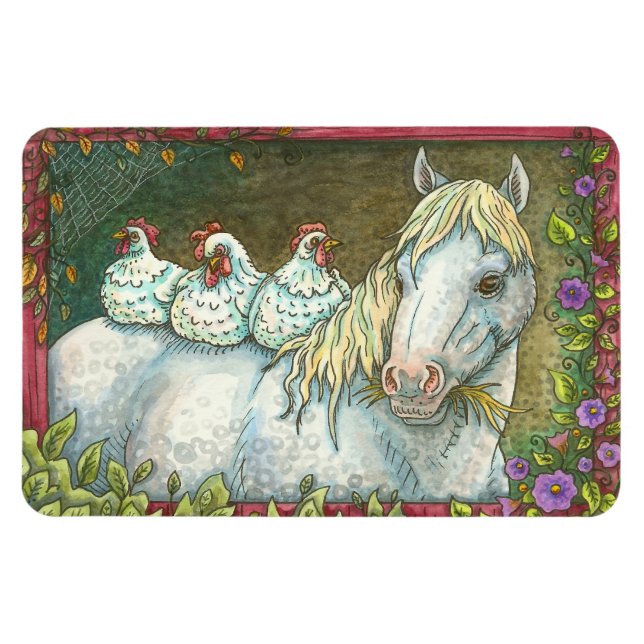 HÖNER I STABIL, HORSE OCH CHICKEN MAGNET Lg. (Horisontell)