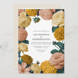 Honey Amber, Caramel Rose & Soft Marzipan Wedding Inbjudningar