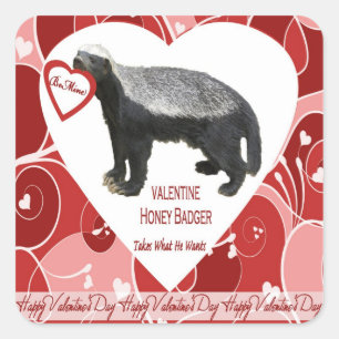 Honey badger Alla hjärtans dag Fyrkantigt Klistermärke