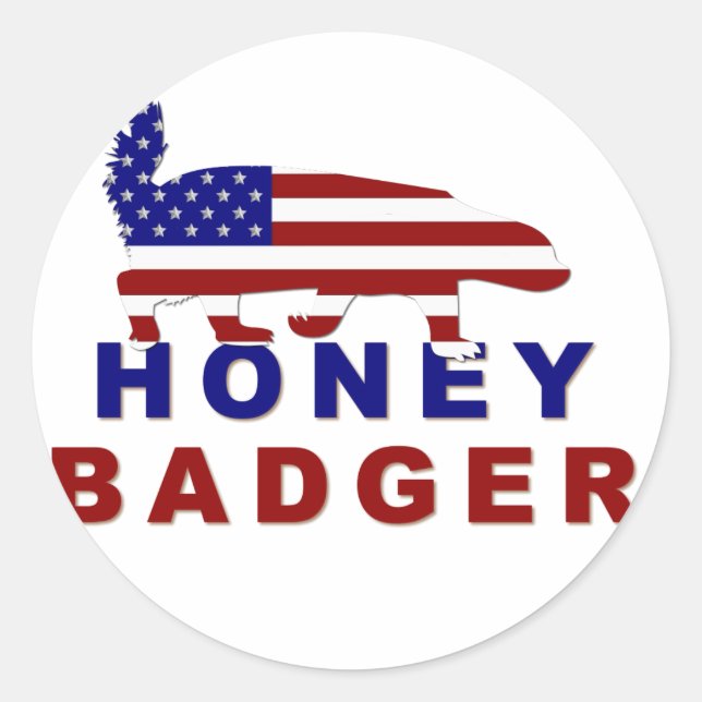 honey badger american flagga runt klistermärke (Framsida)
