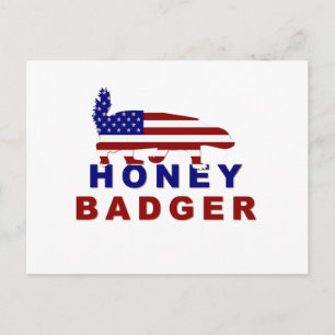 honey badger american flagga vykort