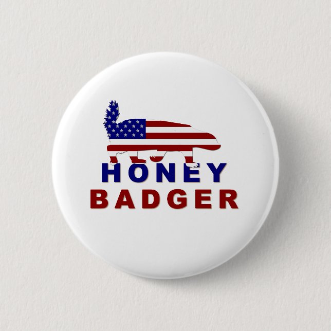 honey badger amerikan flagga knapp (Framsida)