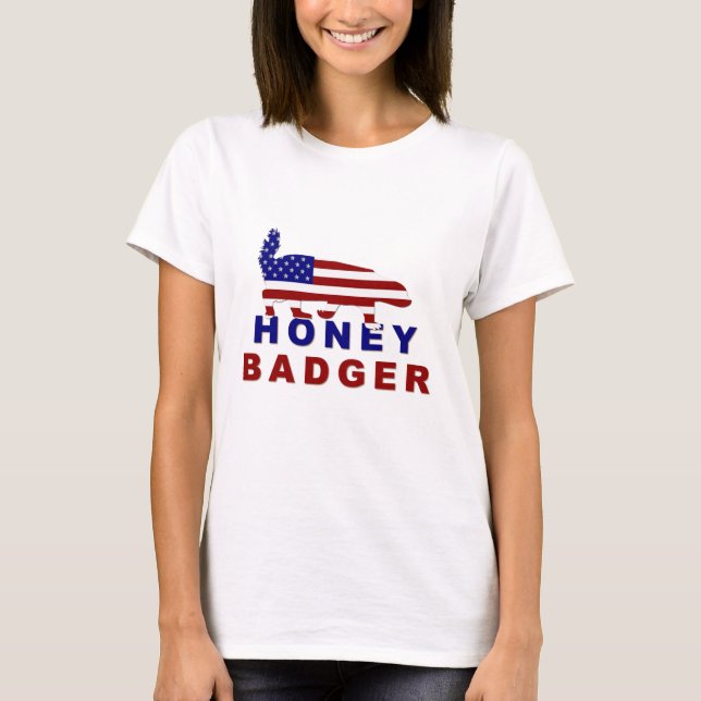 honey badger amerikan flagga tee shirt (Framsida)