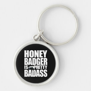 Honey badger är Söt Badass Keychain Rund Silverfärgad Nyckelring
