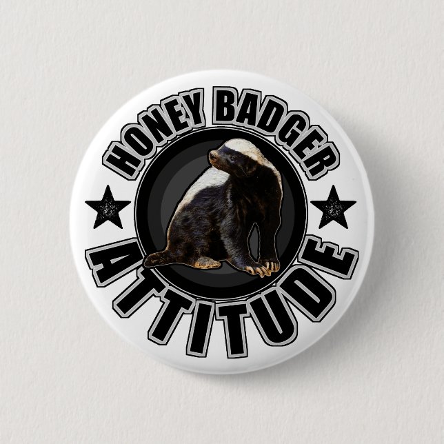 Honey badger ATTITUDE - Rund design Knapp (Framsida)