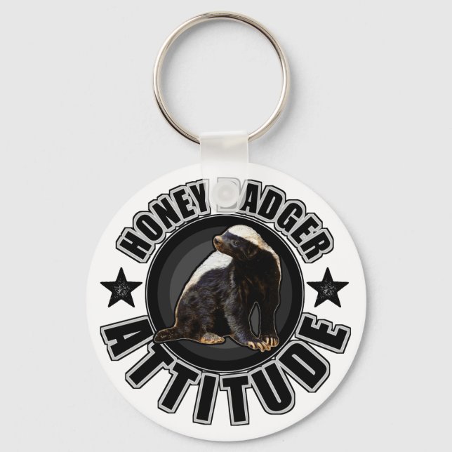 Honey badger ATTITUDE - Rund design Nyckelring (Framsida)