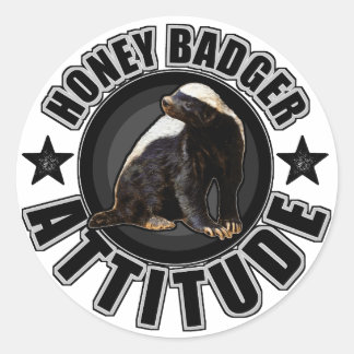 Honey badger ATTITUDE - Rund design Runt Klistermärke