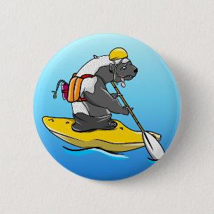 Honey badger Canoeing i en flod Knapp