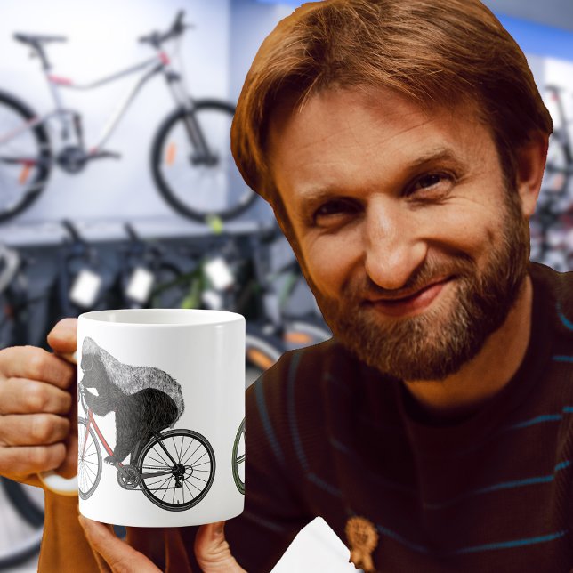 Honey badger Cycling Funny Badass Animal Cyclist Kaffemugg (Honey badger cycling on a bicycle funny wild animal cyclist art coffee mug)