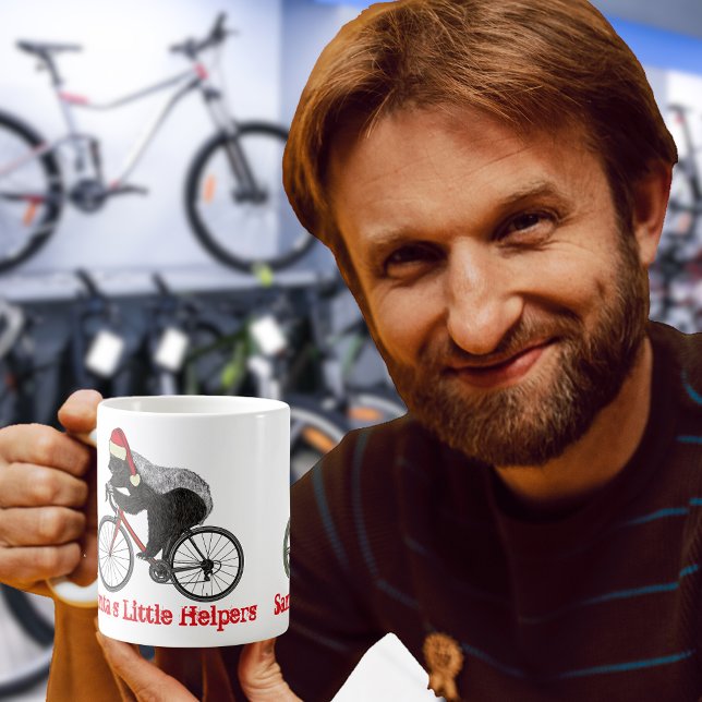 Honey badger-cykling Funny Badass Festive Quote Kaffemugg (Christmas bicycle cycling honey badger funny santa quote and badass animal cyclist  coffee mug)